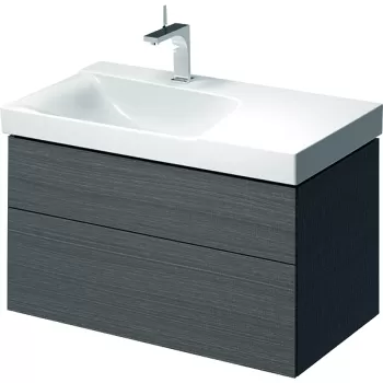 Dulap baza Geberit Xeno2 88x46.2cm decupaj sifon dreapta cu doua sertare gri structurat 0412 imagine