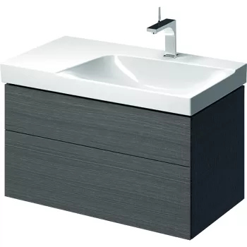 Dulap baza Geberit Xeno2 88x46.2cm decupaj sifon stanga cu doua sertare gri structurat 55ce imagine