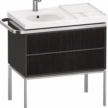 Dulap baza pe pardoseala Duravit Aurena 784 x 492mm pentru lavoar cu doua sertare orientare dreapta inclus portprosop riflaj Ebony mat 0653 imagine