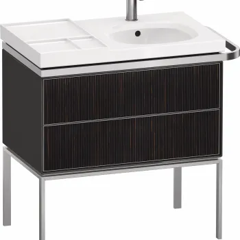 Dulap baza pe pardoseala Duravit Aurena 784 x 492mm pentru lavoar cu doua sertare orientare stanga inclus portprosop riflaj Ebony mat 582b imagine