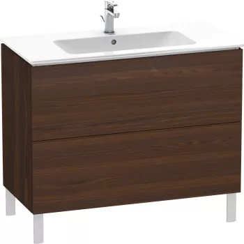 Dulap baza pe pardoseala Duravit L-Cube cu doua sertare 102cm furnir nuc periat 25ea imagine