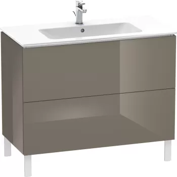 Dulap baza pe pardoseala Duravit L-Cube cu doua sertare 102cm gri flanel lucios 3ebc imagine