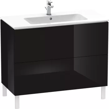Dulap baza pe pardoseala Duravit L-Cube cu doua sertare 102cm negru lucios 7418 imagine