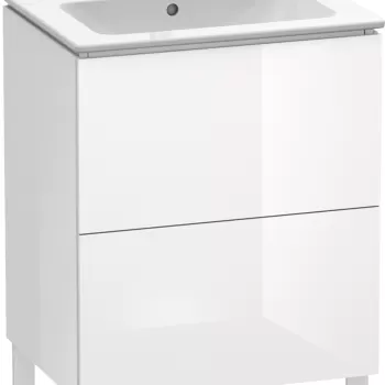 Dulap baza pe pardoseala Duravit L-Cube cu doua sertare 62cm alb lucios 647e imagine