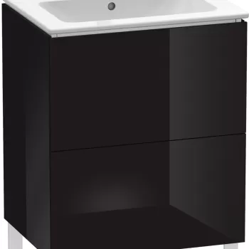 Dulap baza pe pardoseala Duravit L-Cube cu doua sertare 62cm negru lucios 5f7e imagine