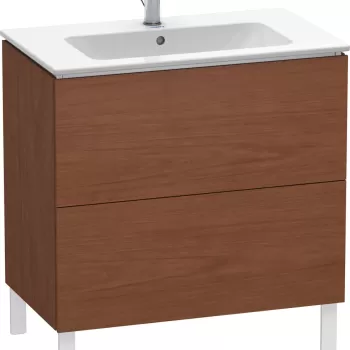 Dulap baza pe pardoseala Duravit L-Cube cu doua sertare 82cm furnir nuc natur d480 imagine