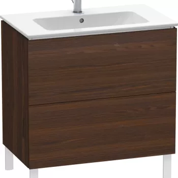 Dulap baza pe pardoseala Duravit L-Cube cu doua sertare 82cm furnir nuc periat 2393 imagine