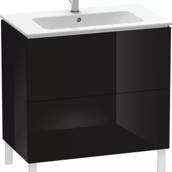 Dulap baza pe pardoseala Duravit L-Cube cu doua sertare 82cm negru lucios 17d6 imagine