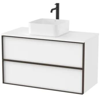 Dulap baza Roca Inspira pentru lavoare pe blat doua sertare 100cm alb mat 826e imagine