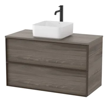 Dulap baza Roca Inspira pentru lavoare pe blat doua sertare 100cm maro magnolia fb96 imagine