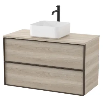 Dulap baza Roca Inspira pentru lavoare pe blat doua sertare 100cm pin alb 0b3a imagine