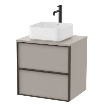 Dulap baza Roca Inspira pentru lavoare pe blat doua sertare 60cm gri nisip 3e98 imagine
