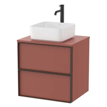 Dulap baza Roca Inspira pentru lavoare pe blat doua sertare 60cm rosu terracota 17e4 imagine