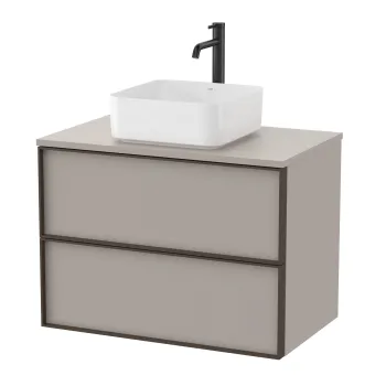 Dulap baza Roca Inspira pentru lavoare pe blat doua sertare 80cm gri nisip 8101 imagine