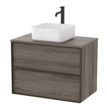 Dulap baza Roca Inspira pentru lavoare pe blat doua sertare 80cm maro magnolia df29 imagine