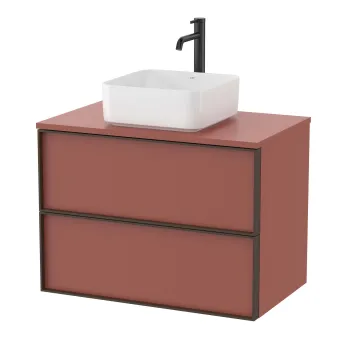 Dulap baza Roca Inspira pentru lavoare pe blat doua sertare 80cm rosu terracota cb54 imagine