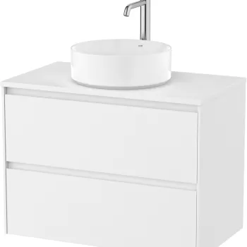 Dulap baza Roca Ona cu doua sertare 80cm pentru lavoar pe blat alb mat 9620 imagine