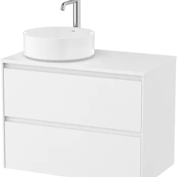 Dulap baza Roca Ona cu doua sertare 80cm pentru lavoar pe blat dreapta alb mat e746 imagine