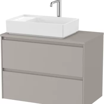 Dulap baza Roca Ona cu doua sertare 80cm pentru lavoar pe blat dreapta gri mat 79fc imagine