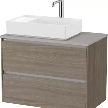 Dulap baza Roca Ona cu doua sertare 80cm pentru lavoar pe blat dreapta ulm inchis ebad imagine
