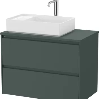 Dulap baza Roca Ona cu doua sertare 80cm pentru lavoar pe blat dreapta verde mat 785e imagine