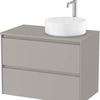 Dulap baza Roca Ona cu doua sertare 80cm pentru lavoar pe blat stanga gri mat 69ef imagine