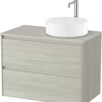 Dulap baza Roca Ona cu doua sertare 80cm pentru lavoar pe blat stanga stejar alb 3cc0 imagine
