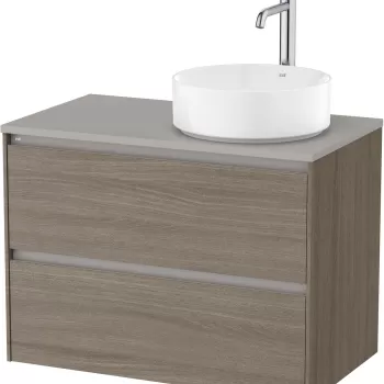 Dulap baza Roca Ona cu doua sertare 80cm pentru lavoar pe blat stanga ulm inchis da83 imagine