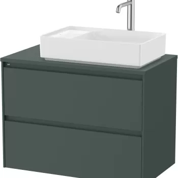 Dulap baza Roca Ona cu doua sertare 80cm pentru lavoar pe blat stanga verde mat 2604 imagine