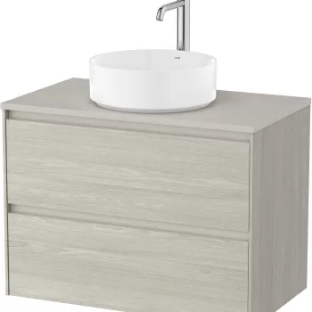 Dulap baza Roca Ona cu doua sertare 80cm pentru lavoar pe blat stejar alb a740 imagine