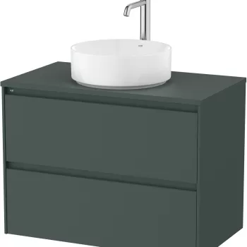 Dulap baza Roca Ona cu doua sertare 80cm pentru lavoar pe blat verde mat 1744 imagine