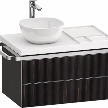 Dulap baza suspendat Duravit Aurena 784 x 492mm pentru blat ceramic cu doua sertare orientare dreapta inclus portprosop riflaj Ebony mat ed16 imagine