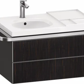 Dulap baza suspendat Duravit Aurena 784 x 492mm pentru lavoar cu doua sertare orientare dreapta inclus portprosop riflaj Ebony mat d299 imagine
