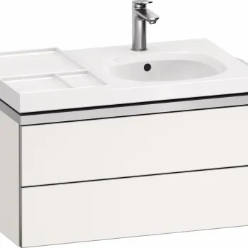 Dulap baza suspendat Duravit Aurena 784 x 492mm pentru lavoar cu doua sertare orientare stanga inclus portprosop alb mat 8341 imagine