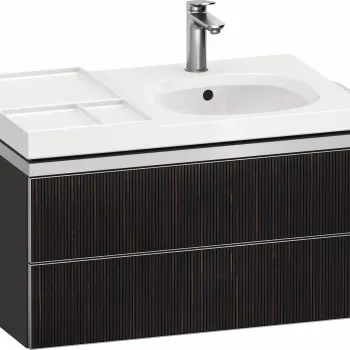 Dulap baza suspendat Duravit Aurena 784 x 492mm pentru lavoar cu doua sertare orientare stanga inclus portprosop riflaj Ebony mat 4cf9 imagine