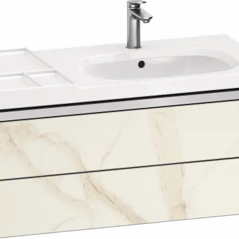 Dulap baza suspendat Duravit Aurena 984 x 492mm pentru lavoar cu doua sertare orientare stanga inclus portprosop marmura mat fb06 imagine