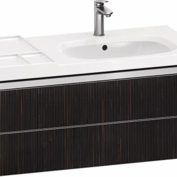 Dulap baza suspendat Duravit Aurena 984 x 492mm pentru lavoar cu doua sertare orientare stanga inclus portprosop riflaj Ebony mat 3c09 imagine