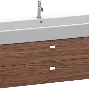 Dulap baza suspendat Duravit Brioso 1184x442mm cu doua sertare nuc inchis decor manere crom e999 imagine