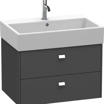 Dulap baza suspendat Duravit Brioso 684x442mm cu doua sertare grafit mat manere crom 13b2 imagine