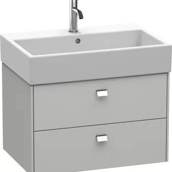 Dulap baza suspendat Duravit Brioso 684x442mm cu doua sertare gri ciment mat manere crom a13f imagine