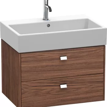Dulap baza suspendat Duravit Brioso 684x442mm cu doua sertare nuc inchis decor manere crom d621 imagine