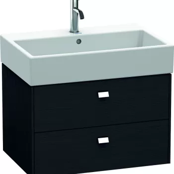 Dulap baza suspendat Duravit Brioso 684x442mm cu doua sertare stejar negru manere crom 40cf imagine