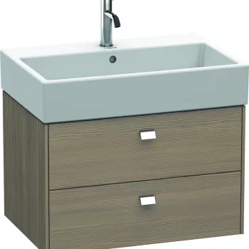 Dulap baza suspendat Duravit Brioso 684x442mm cu doua sertare stejar terra manere crom 0a56 imagine