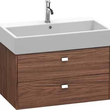 Dulap baza suspendat Duravit Brioso 784x442mm cu doua sertare nuc inchis decor manere crom 71f9 imagine