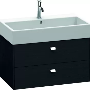 Dulap baza suspendat Duravit Brioso 784x442mm cu doua sertare stejar negru manere crom bc24 imagine