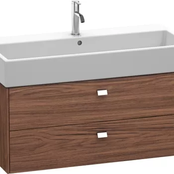 Dulap baza suspendat Duravit Brioso 984x442mm cu doua sertare nuc inchis decor manere crom 45da imagine