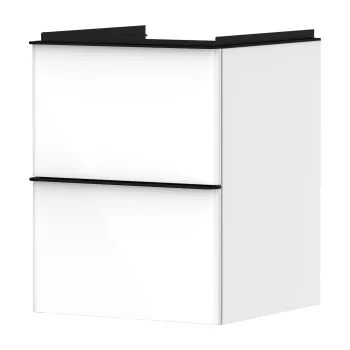 Dulap baza suspendat Hansgrohe Xelu Q cu 2 sertare  48cm  alb lucios  manere negru mat 6c02 imagine