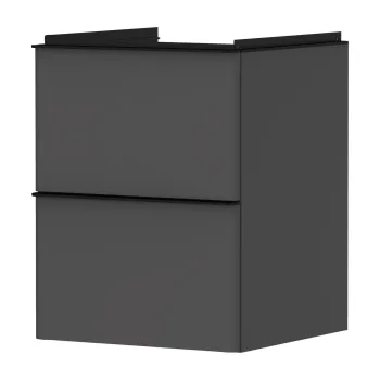 Dulap baza suspendat Hansgrohe Xelu Q cu 2 sertare  48cm  gri diamant mat  manere negru mat c28e imagine