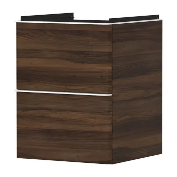 Dulap baza suspendat Hansgrohe Xelu Q cu 2 sertare  48cm  nuc inchis  manere crom f624 imagine