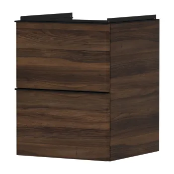 Dulap baza suspendat Hansgrohe Xelu Q cu 2 sertare  48cm  nuc inchis  manere negru mat 2494 imagine